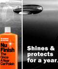 Two Piece Exterior Car Care Kit That Buffs Out Scratches And Delivers A Showroom Shine With Scratch Doctor Clear Coat Scratch Remover And Once A Year Car Polish next to polished car door