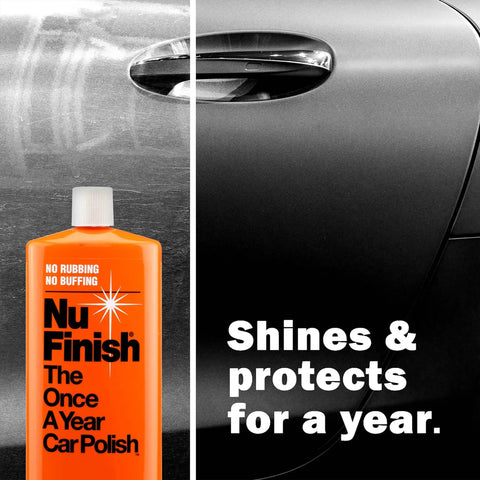 Two Piece Exterior Car Care Kit That Buffs Out Scratches And Delivers A Showroom Shine With Scratch Doctor Clear Coat Scratch Remover And Once A Year Car Polish next to polished car door
