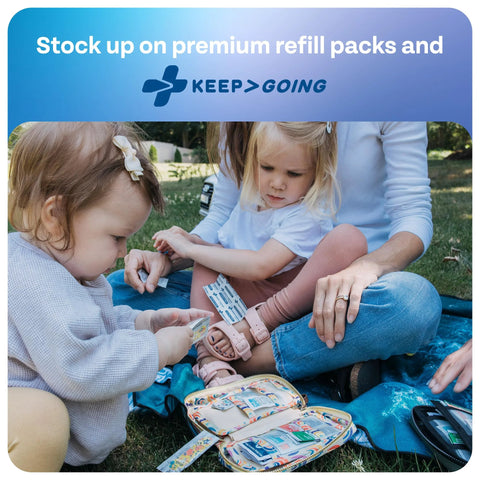 KeepGoing 86-piece colorful kids' first aid refill with bandages and supplies; kit not included