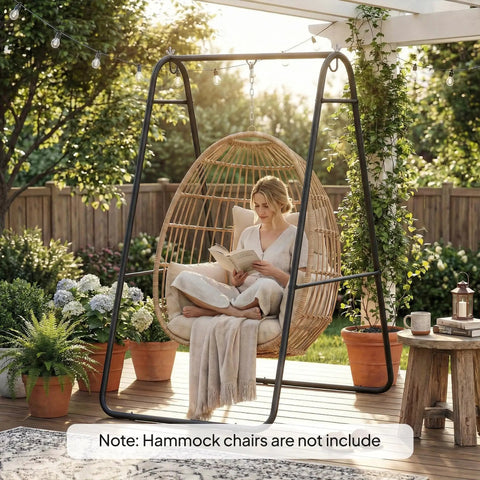 Heavy Duty Steel A Frame Hammock Chair Stand for Hanging Hammocks, Rock Solid 330 Lb Weight Capacity, outdoor patio use