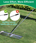 Heavy Duty Lawn Leveler Rake With 304 Stainless Steel Head, 30 Inch Wide on grass, ergonomic handle, and efficient design.
