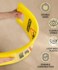 Bright Caution Wet Floor Sign 24 Inch Folding A Frame Double Sided 4 Pack Portable Safety Sign For Busy Walkways High Visibility Yellow Indoor Use Ideal For Commercial Kitchens Hospitals Warehouses And Schools, folded yellow plastic sign