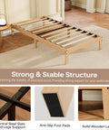 Built Different Twin Xl Wood Bed Frame With Solid Rubberwood Platform Base highlighting slats and legs for strong support.