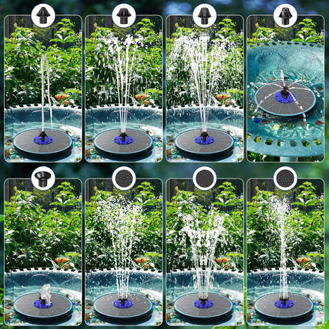 8 views of 3.5W Glass Panel Solar Fountain With RGB Night Show, Anti Drift Fixer, And 7 Nozzles, Beefed Up Floating Bird Bath Fountain