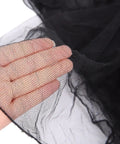 Close-up of black 10x10 Ft Mosquito Netting for Garden Patio Doors Windows Outdoor and Indoor Use Raised Bed Screen Mesh Barrier