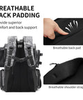 All In One Fishing Tackle Backpack With Rod Holders, view of breathable back padding and shoulder straps, 42L water resistant gear pack