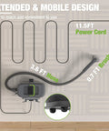 Slick Steam Portable Carpet And Upholstery Cleaner With 16Kpa Pressure, showing 3.6FT hose and 11.5FT power cord for easy reach.