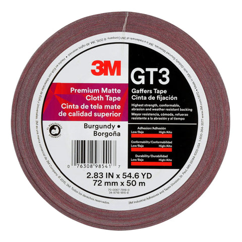 3M Pro Grade Matte Cloth Gaffers Tape GT3 72mm Wide By 50m Long 11 Mil Thick Roll