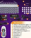 Storefront RGB LED Strip Lights With Bluetooth App Control And Remote, 120Ft Waterproof Sign Lighting Kit components