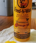 Beeswax Wood Polish And Conditioner For Furniture Feed-N-Wax With Carnauba Wax And Conditioning Oils 16 Ounce Orange bottle