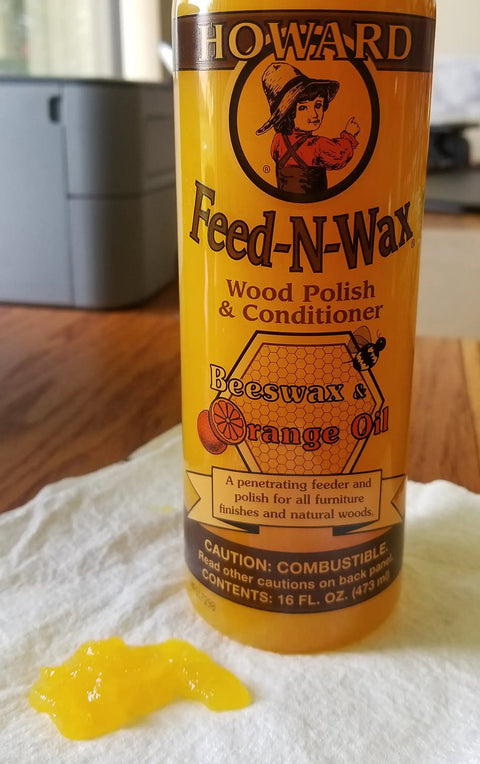Beeswax Wood Polish And Conditioner For Furniture Feed-N-Wax With Carnauba Wax And Conditioning Oils 16 Ounce Orange bottle