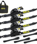 Retractable Ratchet Straps 4 Pack 2 Inch By 10 Foot Heavy Duty Tie Downs With Soft Loops 3300 Lb Break Strength S Hook Clips