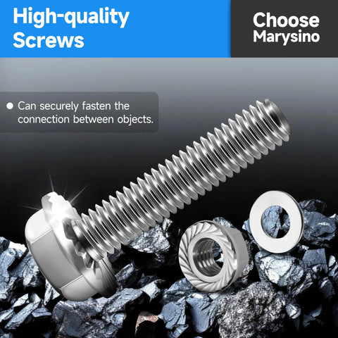 Flange M6 Bolt Set Stainless Steel 304 Kit With Nuts And Washers Assorted M6 Screws on rocks showcasing durability.