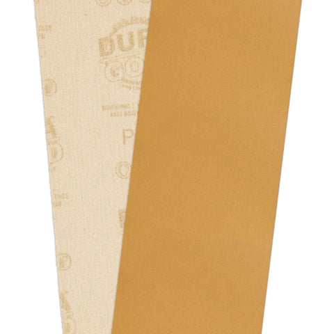Close-up of 600 Grit Gold Longboard Sandpaper Roll with Hook and Loop Backing, showing front and back sides of the roll.