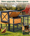 Large Backyard Wooden Chicken Coop With Run For Four To Six Chickens Outdoor Hen House With Ventilation Window And Sliding Doors