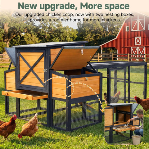 Large Backyard Wooden Chicken Coop With Run For Four To Six Chickens Outdoor Hen House With Ventilation Window And Sliding Doors