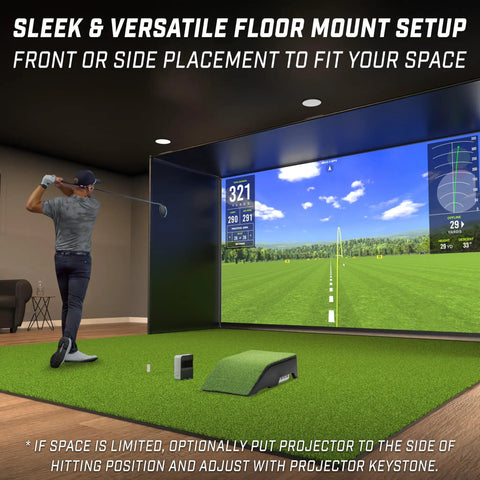 Golf Simulator Projector Cover With Turf Floor Mounted Enclosure For LED Projectors in home golf setup