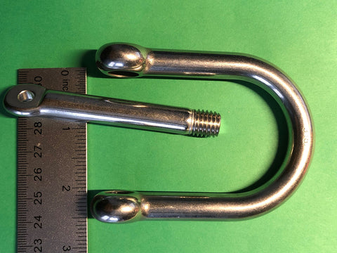 316 Stainless Wide D Shackle Half Inch Marine Grade Not For Overhead Lifting Corrosion Resistant Boat Dock Rigging Hardware Stamped 316 Size For Sailboats Yachts Kayaks And Anchors with ruler for scale.