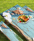 Picnic Table Cover With Bench Covers Elastic Edges 72 Inch 3 Piece Set Waterproof Outdoor Tablecloth With Drawstring Bag Beach Vibes