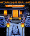 Sun Powered Solar Torch Lights Outdoor Flickering Flame 3 In 1 Detachable Hanging Lanterns No Wiring Auto On Off IP65 Waterproof Tiki Torches For Garden Path Patio Yard Decor 6 Pack lighting a snowy path