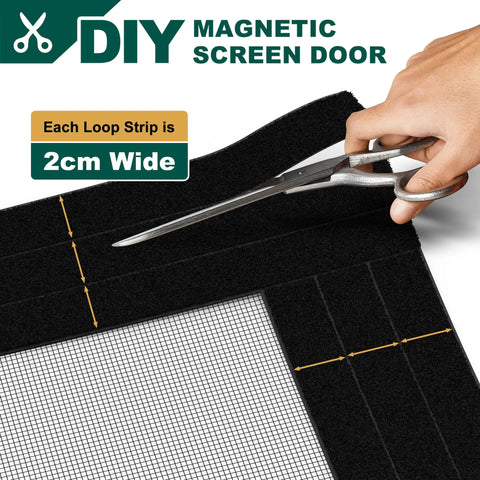 Hand cutting Adjustable Magnetic Screen Door For Wide Openings 36 To 40 Inch Width And 81 To 83 Inch Height, DIY Cut-To-Fit Mesh