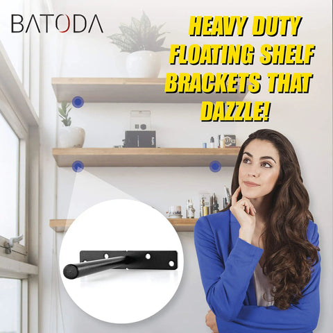 Heavy Duty Eight Inch Floating Shelf Brackets With Hidden Steel Supports Hella Sturdy Pack Of Six Wall Mount Hardware For Modern Home Decor Rock Solid Build No Sweat Install For Stud Or Brick