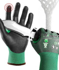 Ultra Thin Cut Resistant Work Gloves For Mechanics ANSI A6 AR3908 Skin Friendly UHMWPE No Fiberglass Or Wires Comfort Fit Large Cut Proof Premium Gear 1 Pair in use with knife