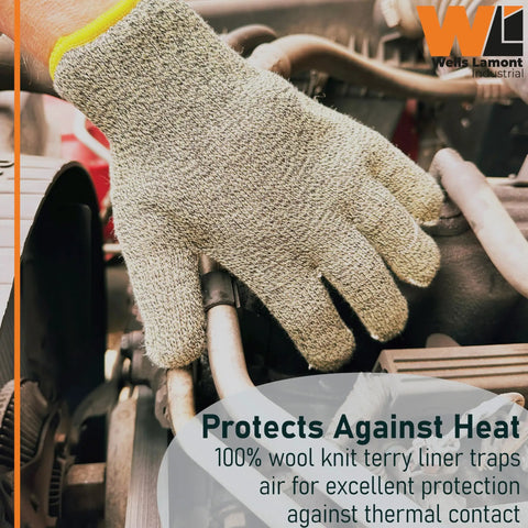 2616 Cut Resistant Heat Gloves With Wool Terry Liner For Hot Machinery Handling Worksite Essential Heavy Duty Thermal Protection ANSI Cut Level A7 Heat Level 5 Flame Resistant Medium 1 Pair, glove in use with machinery