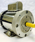 Heavy Duty Stainless Steel Boat Lift Motor 1 HP 1725 RPM 56C Frame Direct Mount close-up view with yellow shaft.
