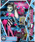 Fresh Frankie Stein Reproduction Doll From The Iconic Dawn Of The Dance Lineup featuring a stylish black-white party dress and pink accessories.