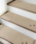 Non Slip Stair Treads For Wooden Steps 28x9 Inches Indoor Carpet Stair Runner Machine Washable Soft Polyester Mats Beige