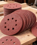 40 Sheets Sanding Discs Kit With 60 80 100 120 150 180 240 320 Grits For 5 Inch Orbital Sanders on wooden table
