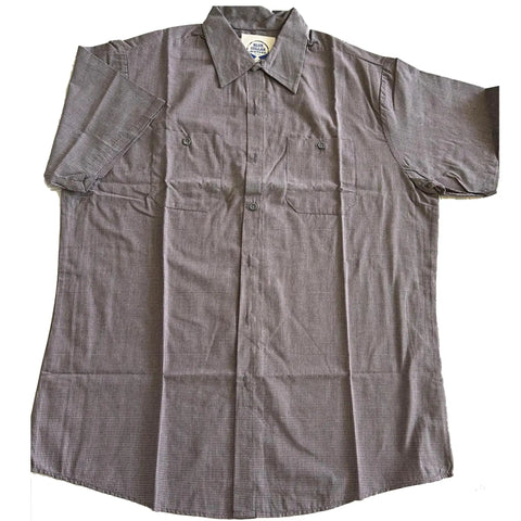 Men's Micro Check Short Sleeve Work Shirt, Heavy Duty Industrial Auto Mechanic Uniform, Stain Resistant Poly Cotton Blend, dual pockets view.