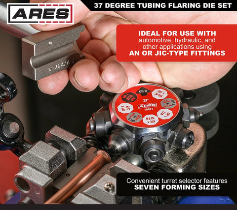 Pro Level 37 Degree Flare Die Set For Brake Line Kits With Seven Fast Swap Forming Dies And Sturdy Turret Base Built To Lay Down Crisp Clean Flares On Standard Brakeline Tubing For Weekend Grinders