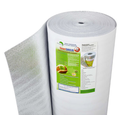 Thick 5mm Foam Core Insulation Roll 48 Inch By 50 Feet Reflective Radiant Barrier That Slashes Heat Transfer R Value Up To 15.7 With One Layer
