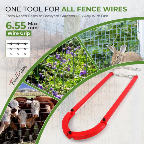 Beefy Heavy Duty Fence Stretcher Fixer And Wire Tightener Tool 7.7 Lbs Handles Up To 6.5mm Wire For Barbed Plain And Electric Fences