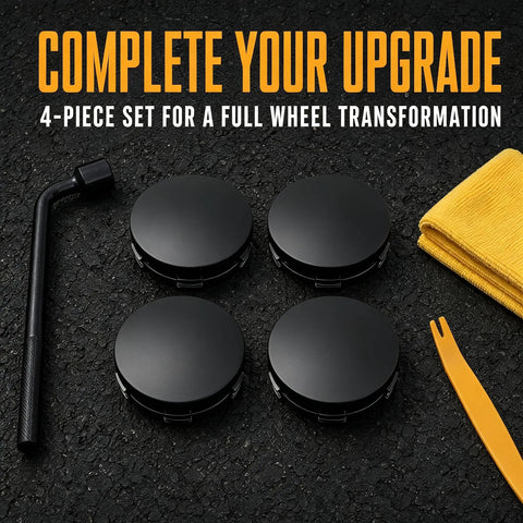 Four Pack Slick Wheel Center Caps Featuring Straight Forward Snap In Fit And Rust Proof Abs Build With Polished Chrome Rings, 60mm size.