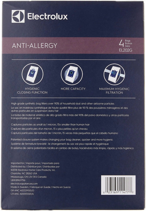 Box of S-Bag Anti Allergy Synthetic Vacuum Bags 4 Pack Blue Compatible With Electrolux EL Series Canister Vacuums