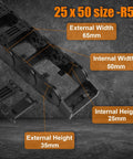 25x50Mm Inner Height And Width Drag Chain Cable Carrier Bridge Type for DIYers and Makers, close-up showing dimensions