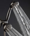Oil Rubbed Bronze High Pressure Shower Head Combo With 3-Way Rain And Handheld, 48-Setting Modes, water flowing from jets