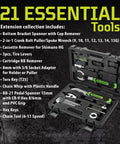 Everyday Ride Ready 21 Piece Bicycle Repair Tool Kit Set with tools in open green case