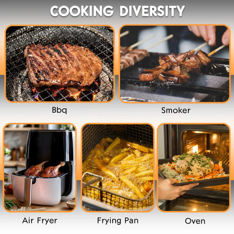 Cooking diversity with Bluetooth Wireless Meat Thermometer With Dual Probes And LCD Screen Instant Read for grilling, smoking, air frying, frying, and baking