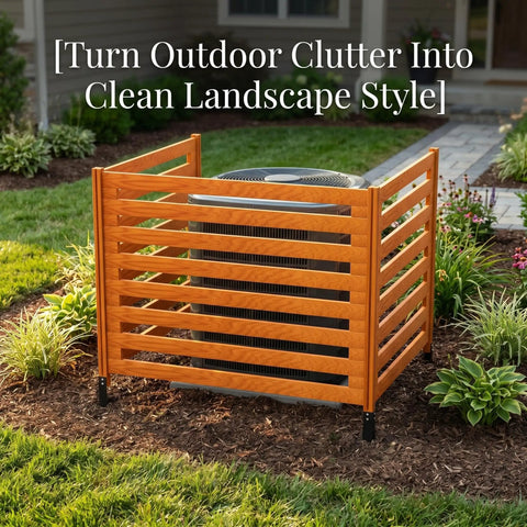 Solid Cedar 3 Panel Privacy Fence Screen For Air Conditioner 36x36 Inches With 4 Metal Stakes Quick Assembly Outdoor Decor