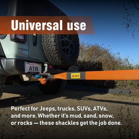 Soft Shackle With 66,200 Lbs Breaking Strength 3/4 Inch By 24 Inch - 2 Pack Orange UHMWPE Synthetic Rope on Jeep bumper