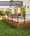 Rock Solid Black Stainless Steel Outer Corner Cable Railing Post For 36 Inch Exterior Deck Systems T304 Metal Fixed Top Bracket showcased on a modern deck.