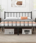 Tough Built Queen Metal Bed Frame With Steel Slat Support Zero Squeak Design Easy As Pie Assembly And Tons Of Under Bed Storage in modern bedroom.