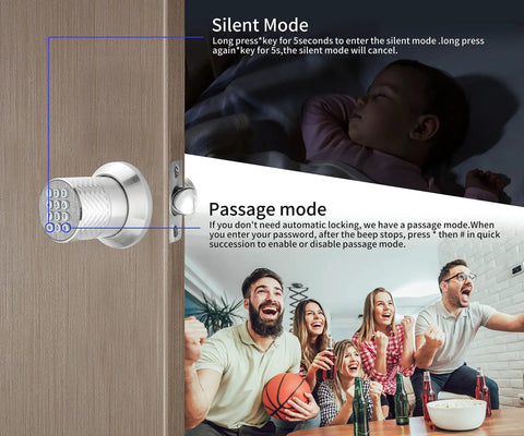 Keyless Entry Door Knob With Keypad For Home And Office, No Fuss Setup Electronic Code Lock on door with silent and passage modes