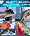 Anglers holding fish caught using Saltwater Surf Fishin Lures Kit 6 Pack Assorted Jerkbaits Minnow Lures Hard Baits