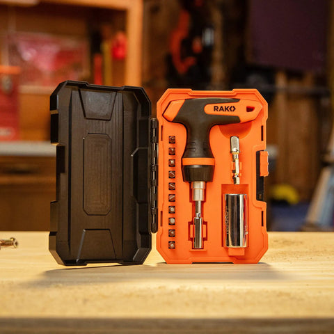 Universal Socket Tool Set For Men 15 Piece Gift Kit With 1/4 To 3/4 Inch Wrench Grip, T Handle Ratchet Driver, 10 Screwdriver Bits