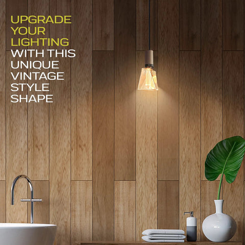 Dope Amber Vintage Edison Style LED Bulb For Home Lighting And Pendant Vibe Warm 2200K Glow in bathroom setting